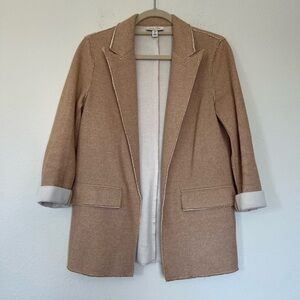 TOPSHOP Raw Edge Open Career Blazer Jacket in Beige